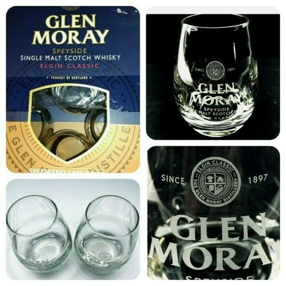 8 Scotch Glass Glen Moray Scotland Glass Scotch Elgin Classic New in Box etched - Picture 2 of 8